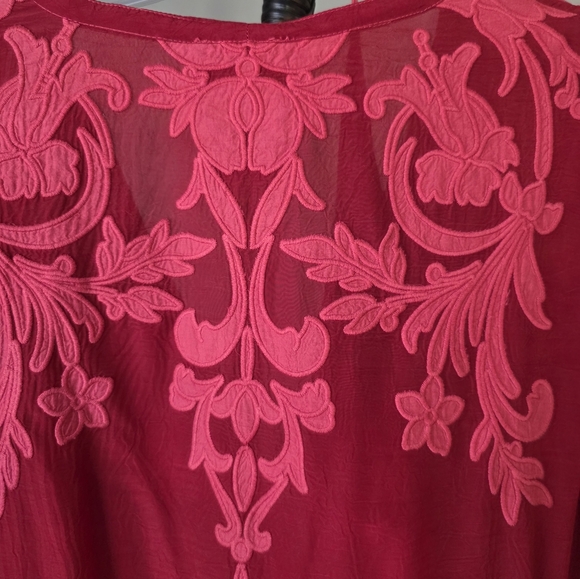 Johnny Was Red Embroidered Midi Dress. 39" long, chest is 22". - Picture 13 of 13